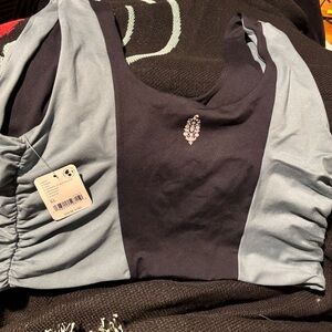New Free people Blue/Black Sports Bra size XL